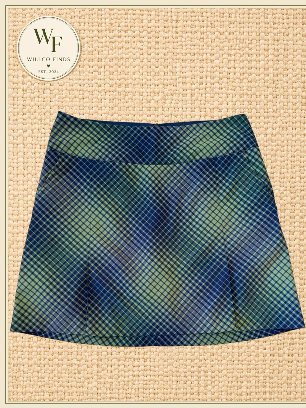 Nike Golf Dri-FIT Plaid Skort Size 2 Blue Green Golf Tennis